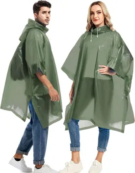 2 Pack Rain Ponchos for Adults Reusable - Raincoats Survival Emergency Heavy Duty Rain Coat with Drawstring Hood