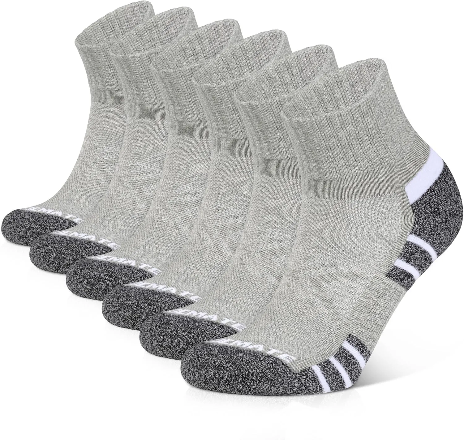 CLOSEMATE 6 Pack Mens Ankle Athletic Socks Cushioned Running Sports Cotton Quarter Socks