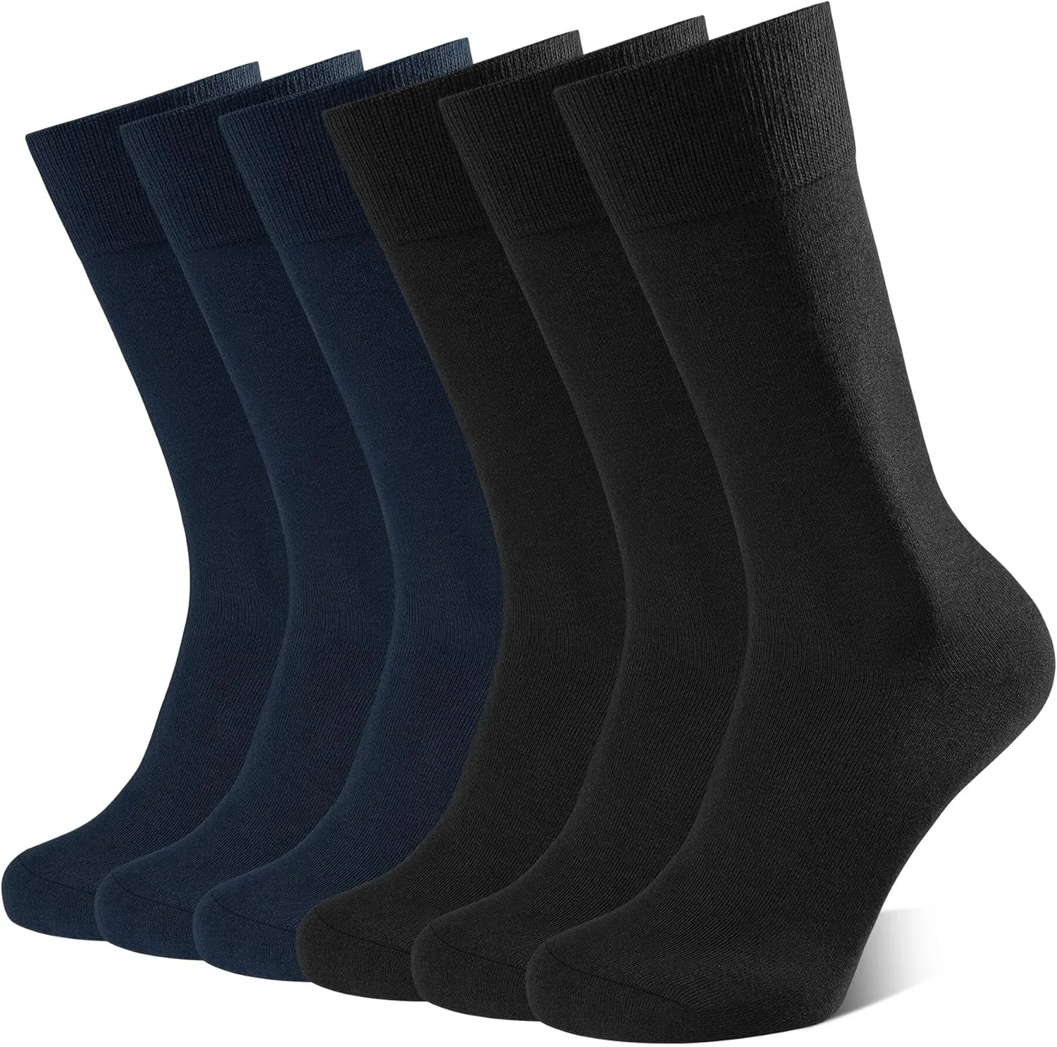 CLOSEMATE Mens Classic Solid & Patterned Dress Crew Socks - Combed Cotton and Soft 6 Pairs