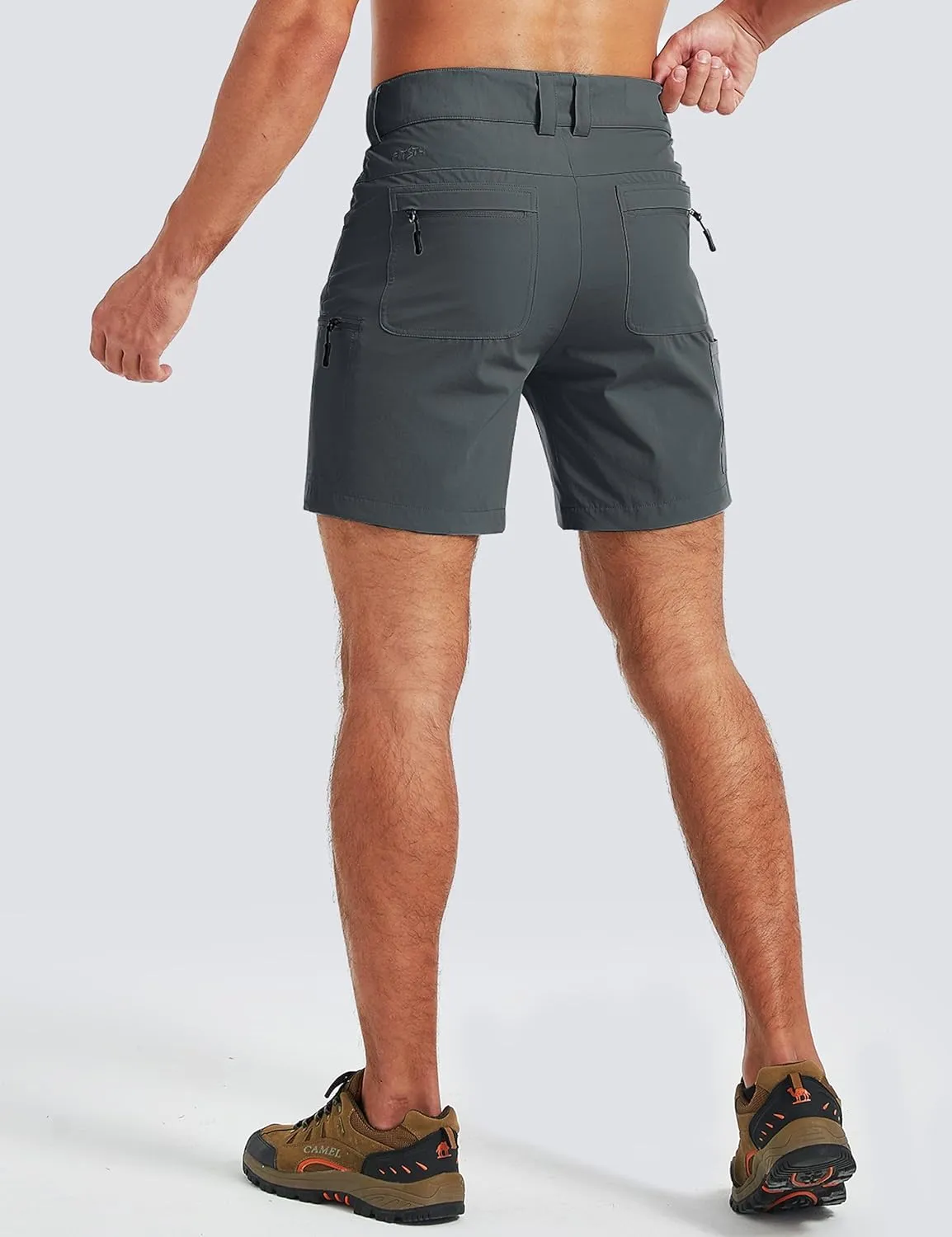 FitsT4 Sports Mens Shorts 7 Inch Inseam Stretch Water Resistant Hiking Cargo Shorts with Elastic Waistband