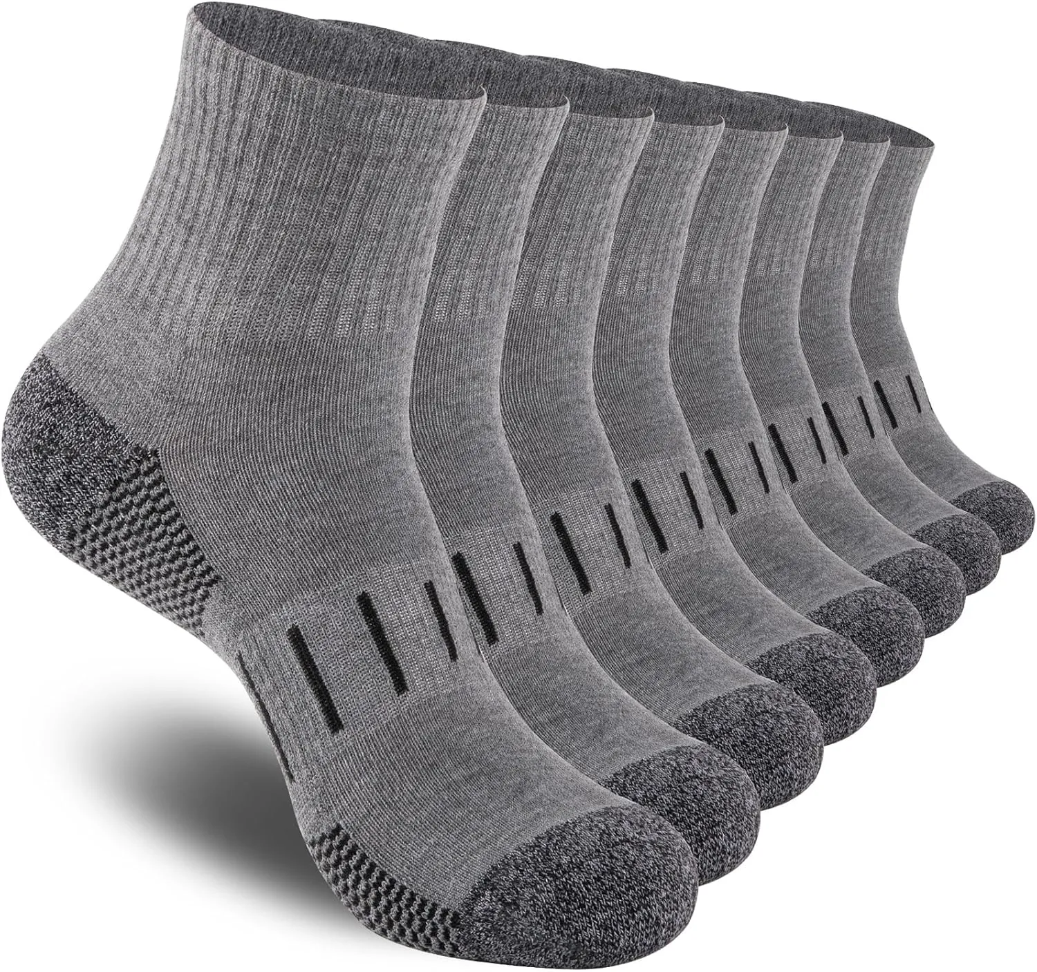 Heatuff Men's Ankle Athletic Socks Quarter Cushion Moisture Wicking Running Sports Work Socks(8 Pairs)