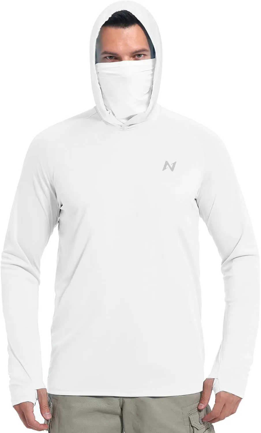 isnowood Sun Shirt UPF 50  Men's Fishing Long Sleeve Hooded Rash Guard Hiking Swimming Running UV Protection Hoodie