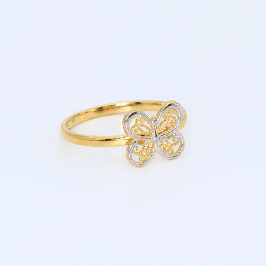 Real Gold 2C Butterfly 8050 Ring (SIZE 6) R1307