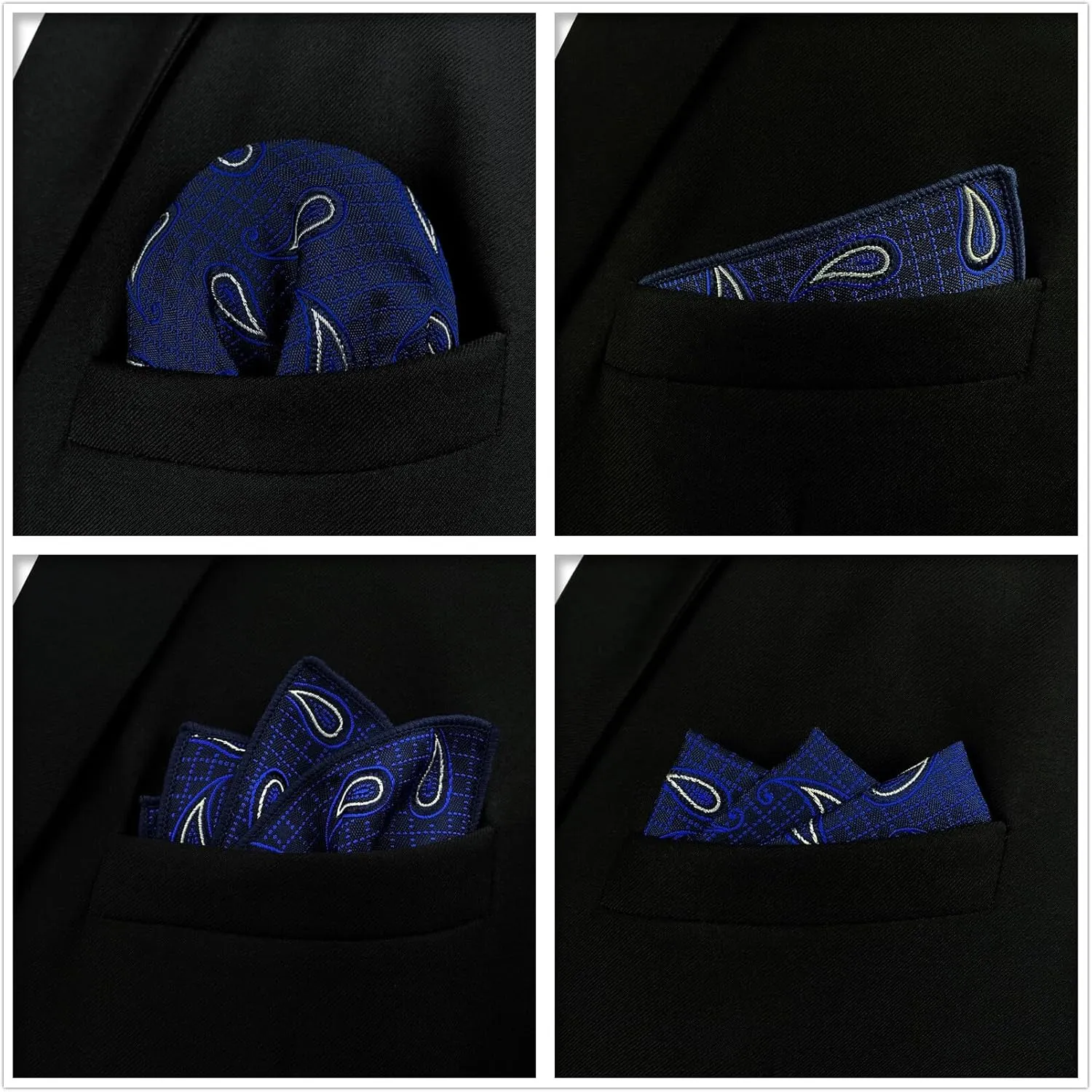 SHLAX&WING 5 Pieces Assorted Mens Silk Pocket Square Set Handkerchiefs