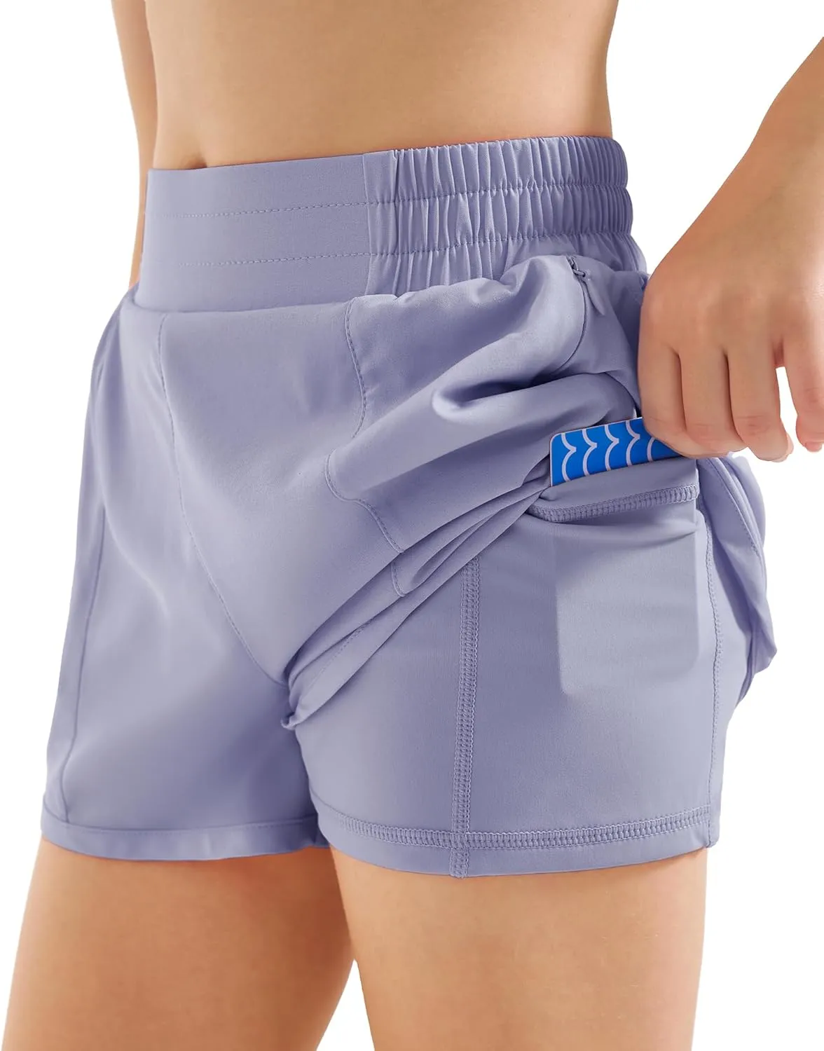 Stelle Girl's Athletic Shorts with Liner Zipper Pockets Elastic Waist Running Shorts Sports Active Shorts for Teen Kids