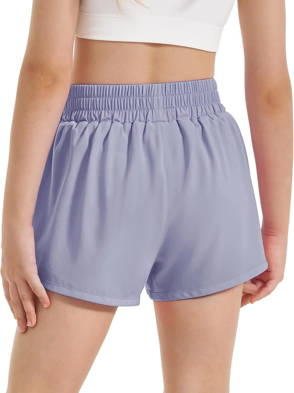 Stelle Girl's Athletic Shorts with Liner Zipper Pockets Elastic Waist Running Shorts Sports Active Shorts for Teen Kids