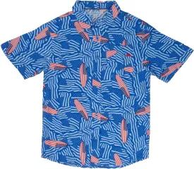 Tommy Bahama Boys Classic Woven Button-Down Shirt - Summer Short-Sleeve Hawaiian Shirt with Pocket for Kids