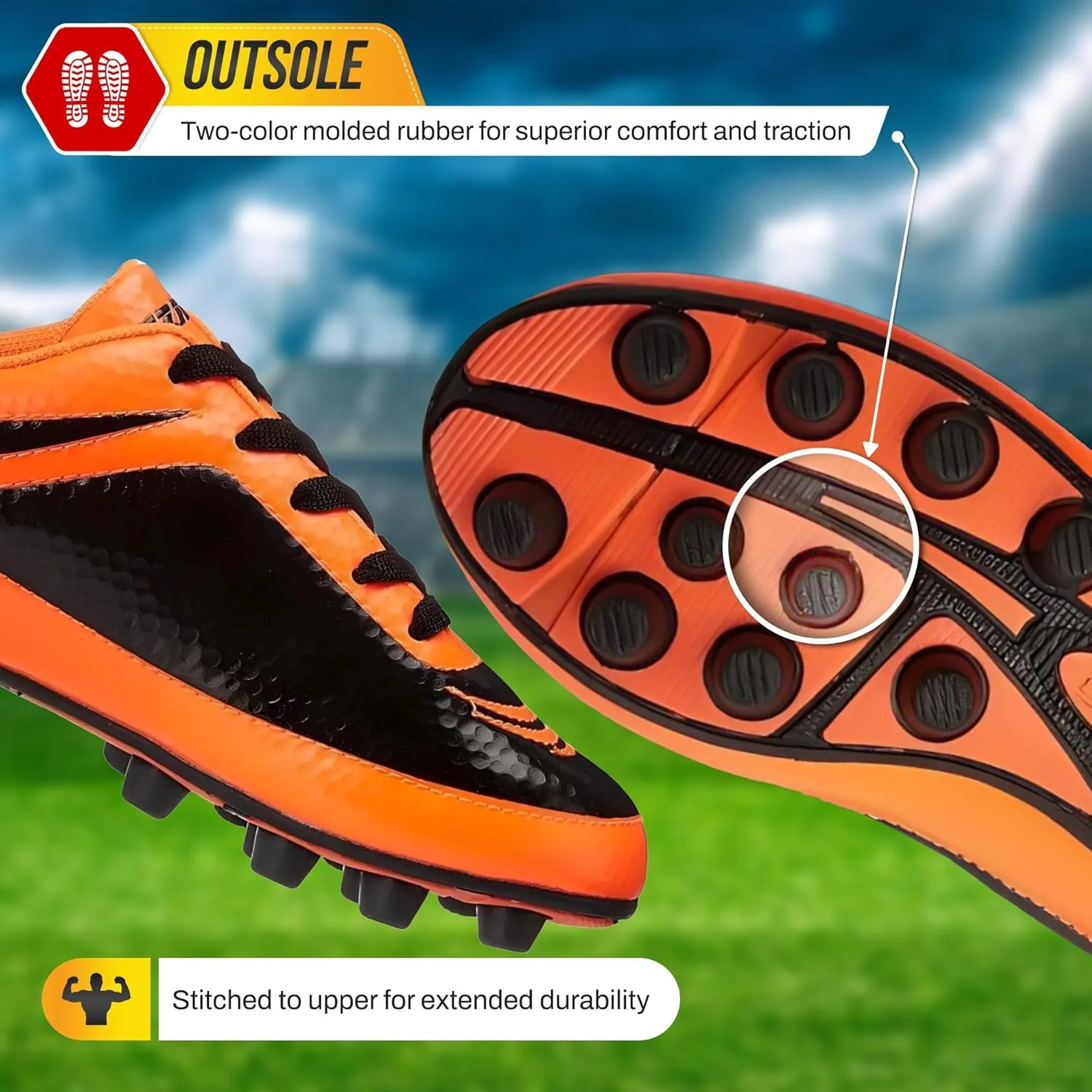 Vizari USA Boys Girls Soccer Cleats | Youth Firm Ground Athletic Outdoor Football Shoes for Toddler, Little Kid, Big Kid | Lightweight & Durable